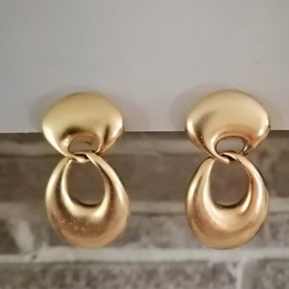 Vintage Erwin Pearl Art Deco Gold Tone Statement Earrings Clip On Rare - Picture 2 of 3